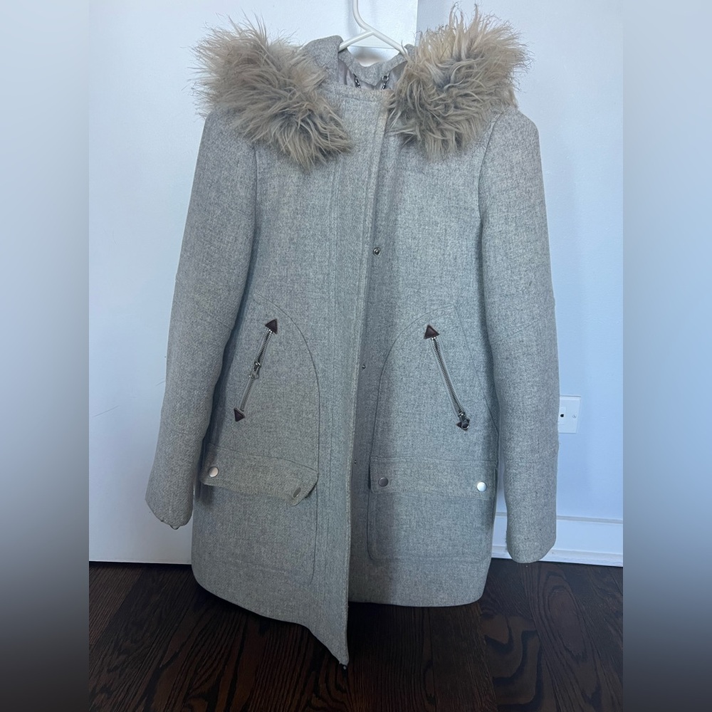 Jcrew Cocoon Stadium Cloth Coat with hood